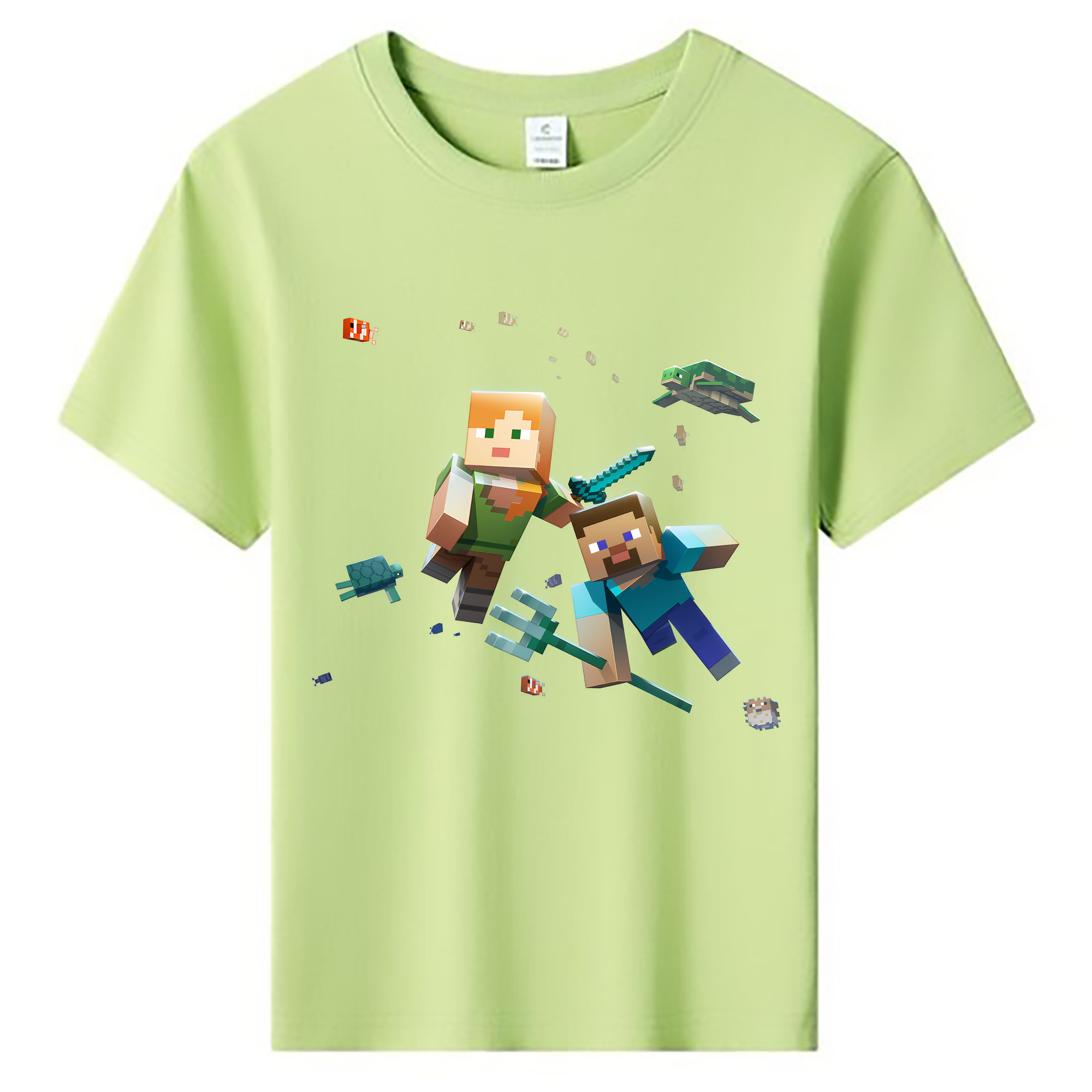 （画像用） マインクラフト ブロックの世界 Minecraft MC Block world 綿100％キッズTシャツ（フロントプリント）